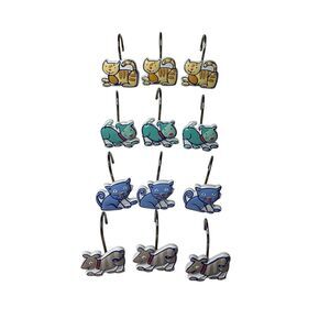 Set of 12 Shower Hooks Cartoon Dog Cat Saturday Knight Ltd. Jenny & Jeff Designs